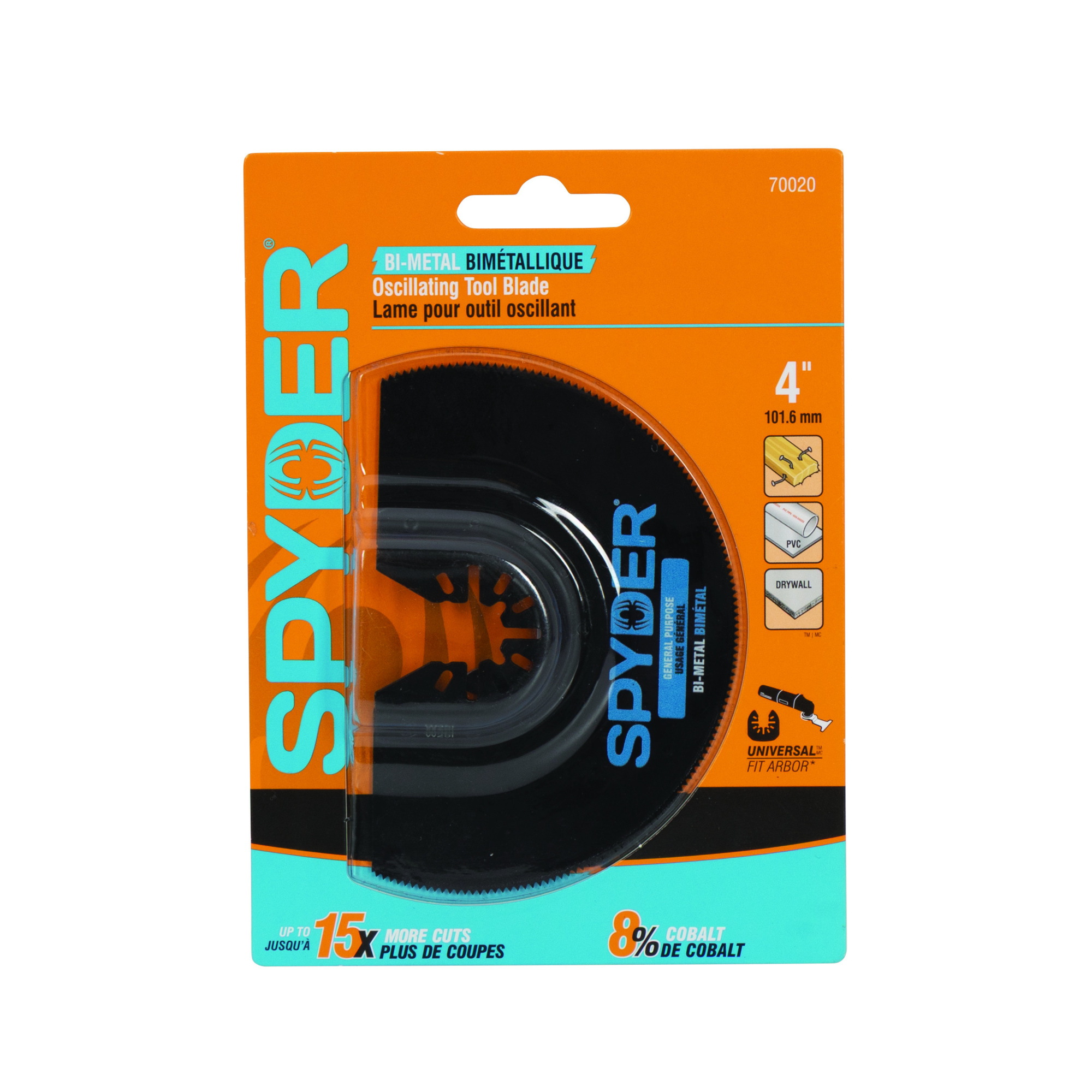SPYDER 4-Inch Bi-Metal Half Moon General Purpose Oscillating Blade 70020